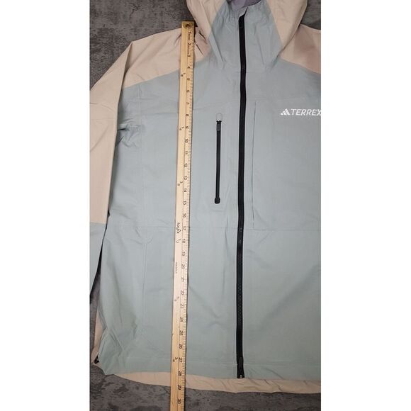 ADIDAS Terrex Xploric Rain.Rdy Hiking Jacket Womens Size LARGE Grey Beige - Picture 11 of 11